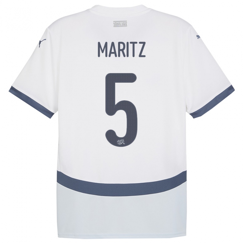 Hombre Camiseta Suiza Noelle Maritz #5 Blanco 2ª Equipación 24-26 La Camisa México