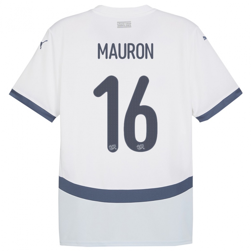 Hombre Camiseta Suiza Sandrine Mauron #16 Blanco 2ª Equipación 24-26 La Camisa México