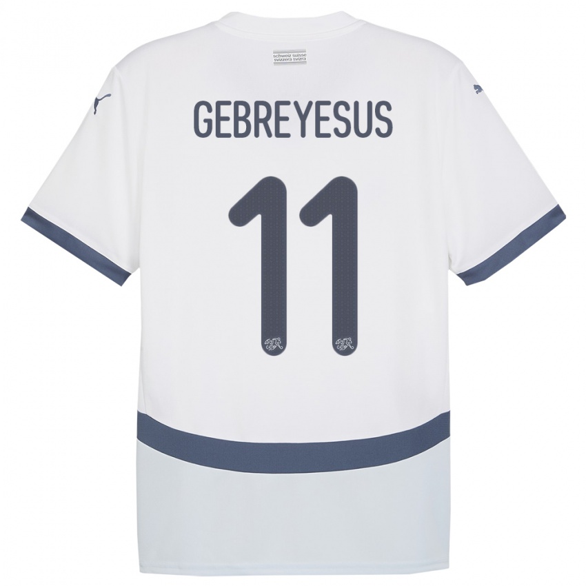 Hombre Camiseta Suiza Esey Gebreyesus #11 Blanco 2ª Equipación 24-26 La Camisa México