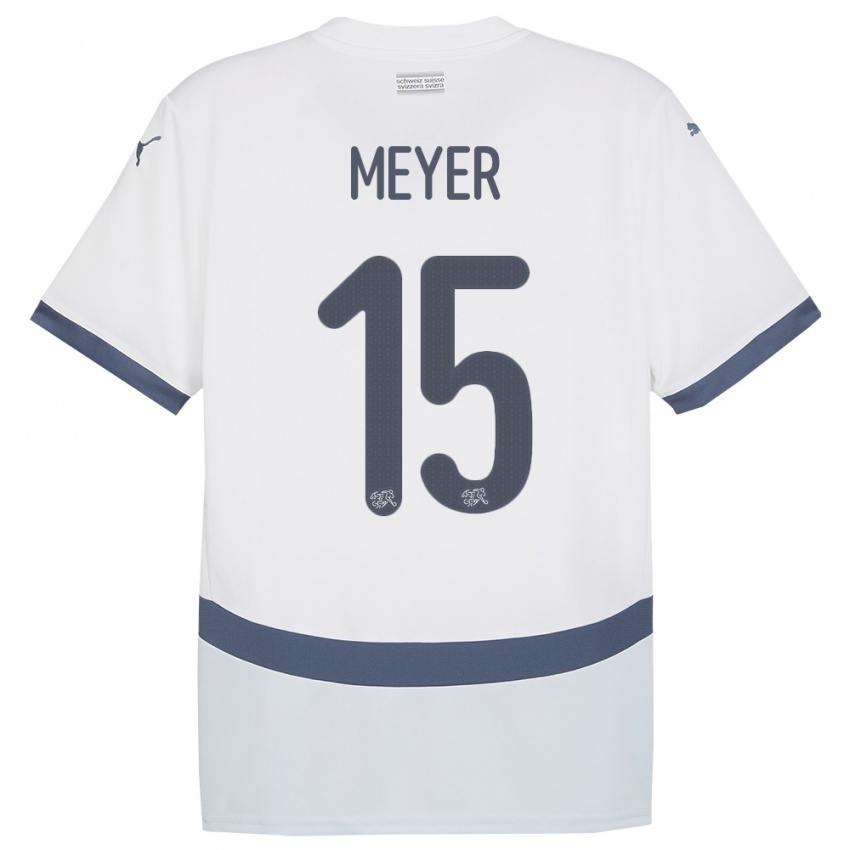 Hombre Camiseta Suiza Leny Meyer #15 Blanco 2ª Equipación 24-26 La Camisa México