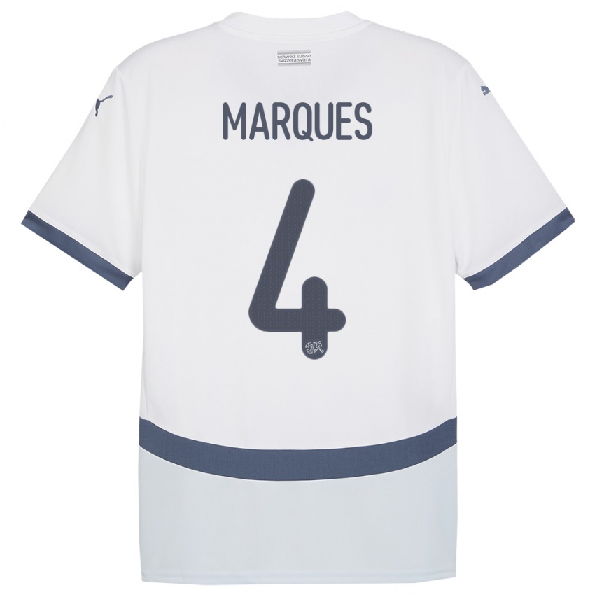 Hombre Camiseta Suiza Christian Marques #4 Blanco 2ª Equipación 24-26 La Camisa México