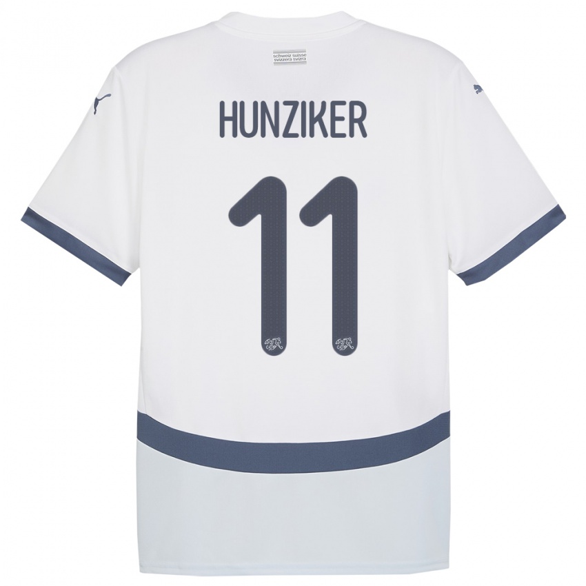 Hombre Camiseta Suiza Andrin Hunziker #11 Blanco 2ª Equipación 24-26 La Camisa México