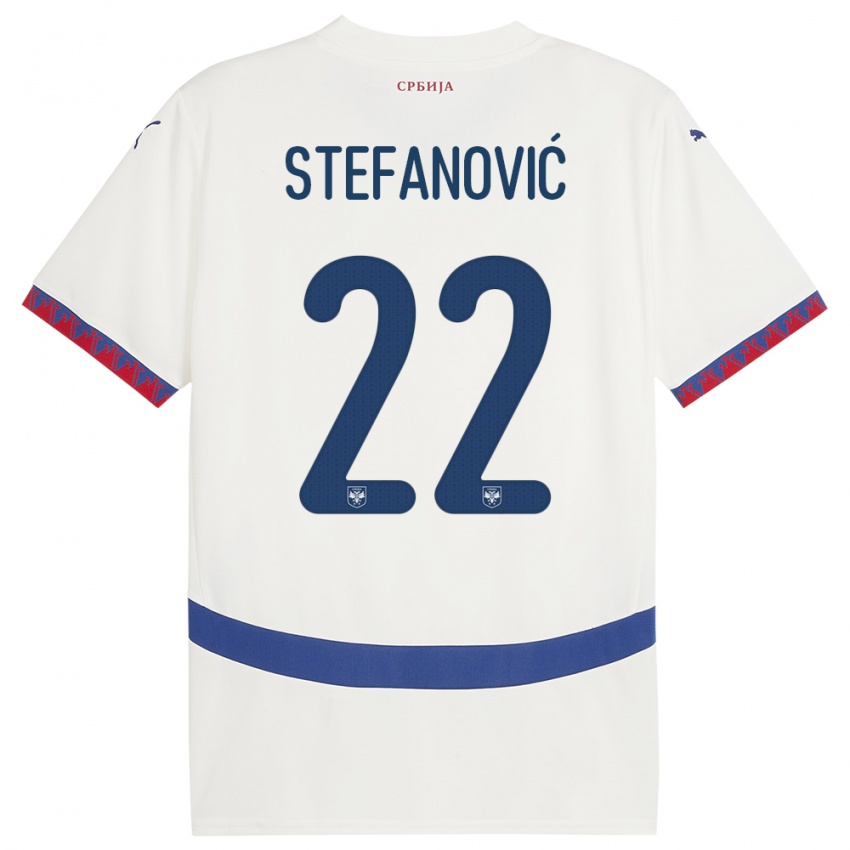 Hombre Camiseta Serbia Dejana Stefanovic #22 Blanco 2ª Equipación 24-26 La Camisa México