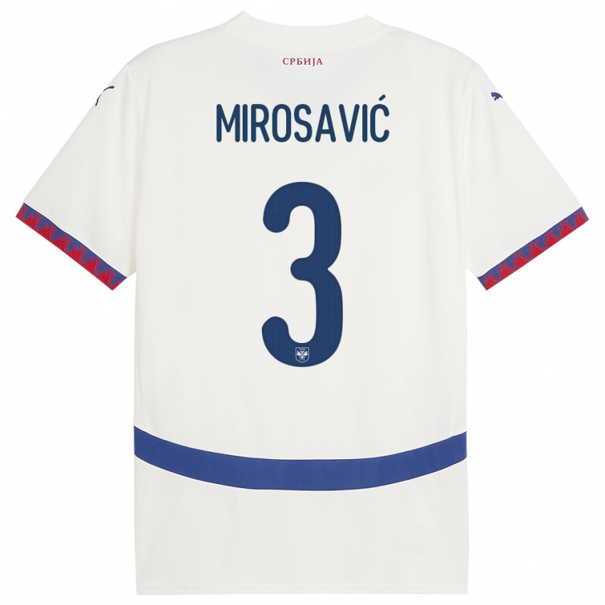 Hombre Camiseta Serbia Veljko Mirosavic #3 Blanco 2ª Equipación 24-26 La Camisa México