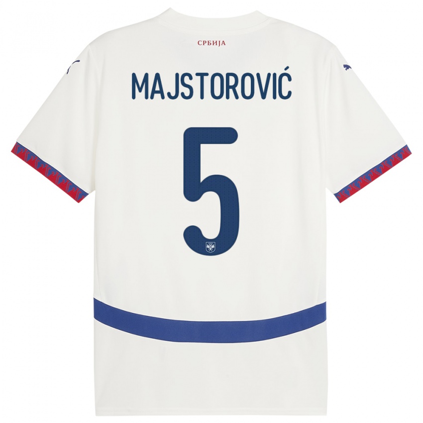 Hombre Camiseta Serbia Milan Majstorovic #5 Blanco 2ª Equipación 24-26 La Camisa México