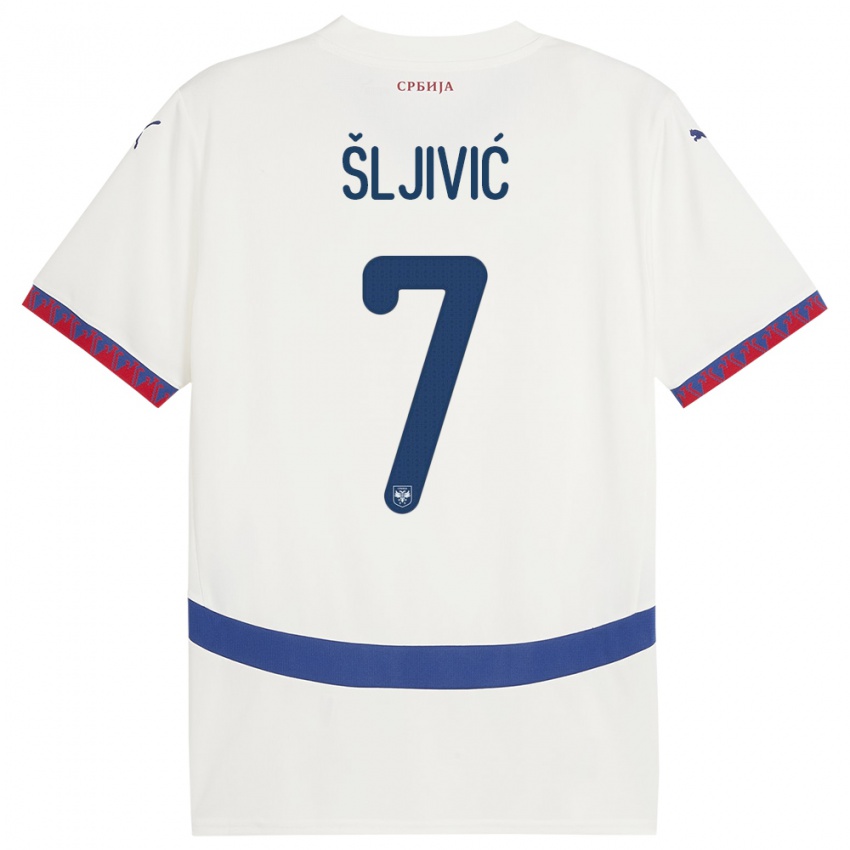 Hombre Camiseta Serbia Jovan Sljivic #7 Blanco 2ª Equipación 24-26 La Camisa México