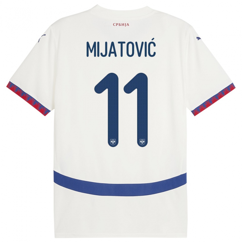 Hombre Camiseta Serbia Jovan Mijatovic #11 Blanco 2ª Equipación 24-26 La Camisa México