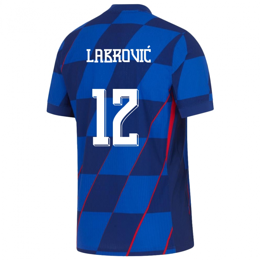 Hombre Camiseta Croacia Nediljko Labrovic #12 Azul 2ª Equipación 24-26 La Camisa México