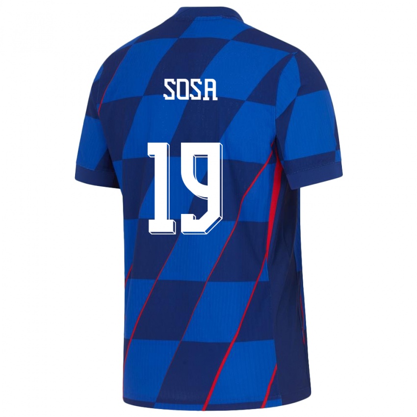 Hombre Camiseta Croacia Borna Sosa #19 Azul 2ª Equipación 24-26 La Camisa México