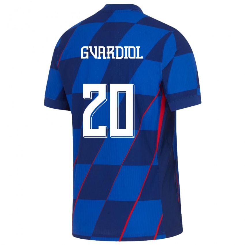 Hombre Camiseta Croacia Josko Gvardiol #20 Azul 2ª Equipación 24-26 La Camisa México