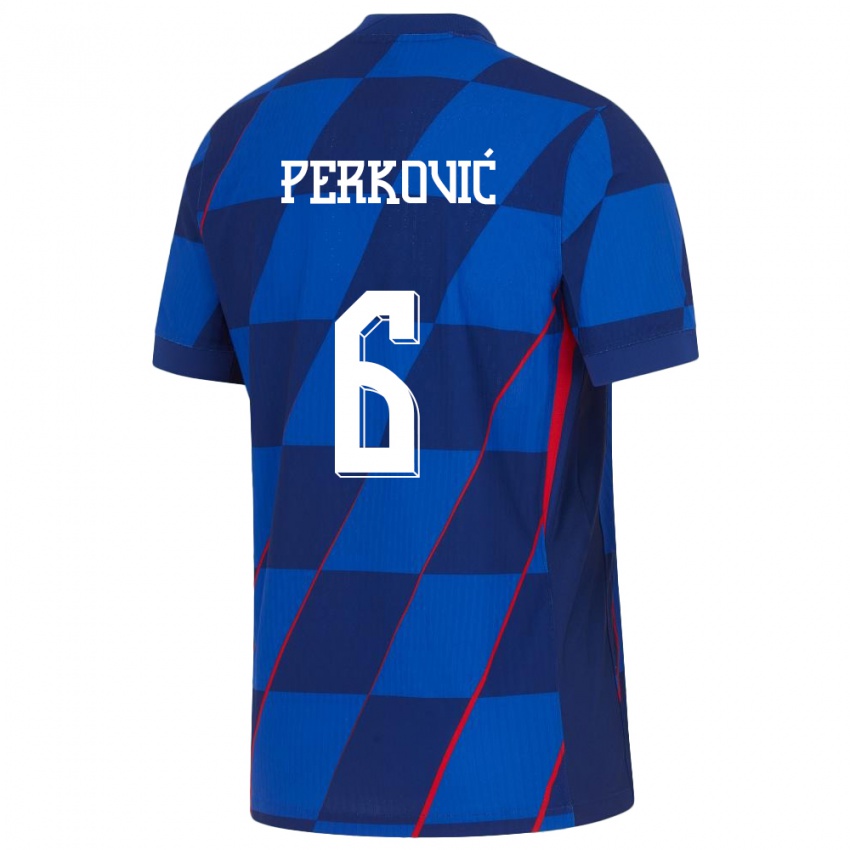 Hombre Camiseta Croacia Mauro Perkovic #6 Azul 2ª Equipación 24-26 La Camisa México