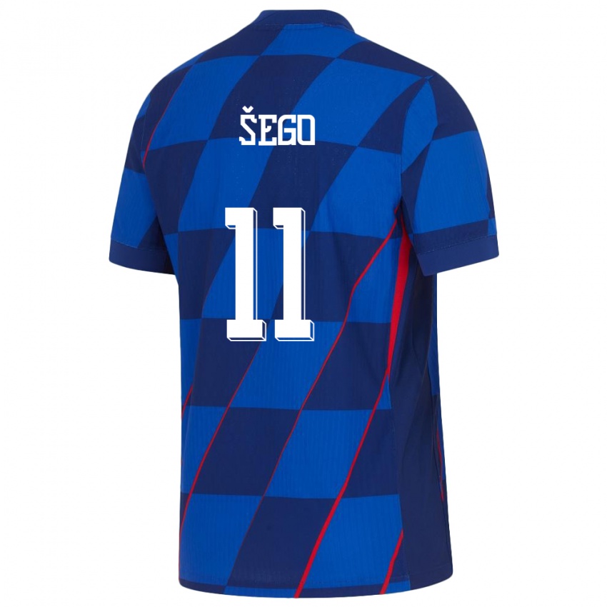 Hombre Camiseta Croacia Michele Sego #11 Azul 2ª Equipación 24-26 La Camisa México