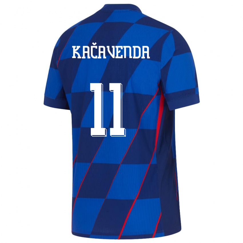 Hombre Camiseta Croacia Lukas Kacavenda #11 Azul 2ª Equipación 24-26 La Camisa México