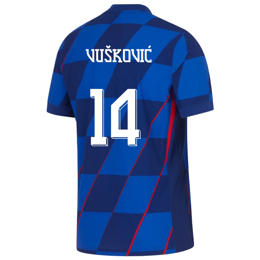 Hombre Camiseta Croacia Mario Vuskovic #14 Azul 2ª Equipación 24-26 La Camisa México