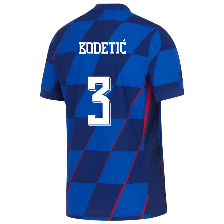 Hombre Camiseta Croacia Noel Bodetic #3 Azul 2ª Equipación 24-26 La Camisa México