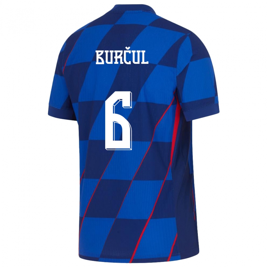 Hombre Camiseta Croacia Bruno Burcul #6 Azul 2ª Equipación 24-26 La Camisa México