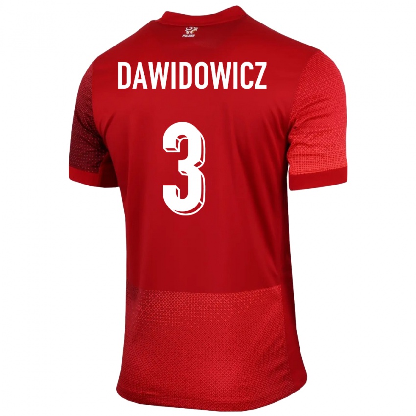 Hombre Camiseta Polonia Pawel Dawidowicz #3 Rojo 2ª Equipación 24-26 La Camisa México