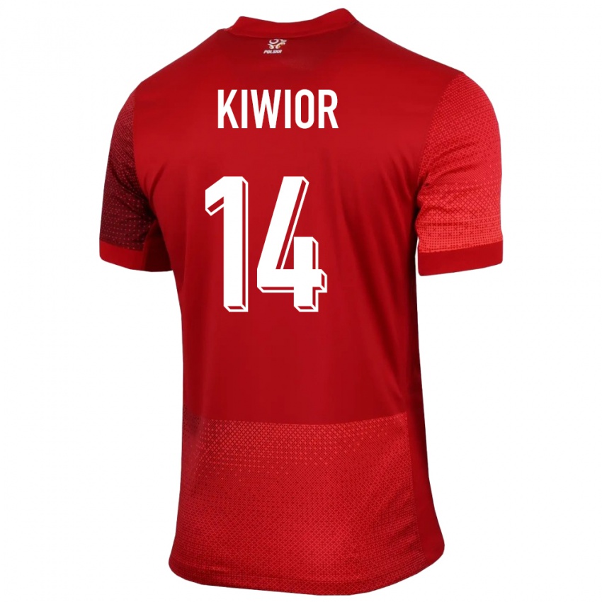 Hombre Camiseta Polonia Jakub Kiwior #14 Rojo 2ª Equipación 24-26 La Camisa México