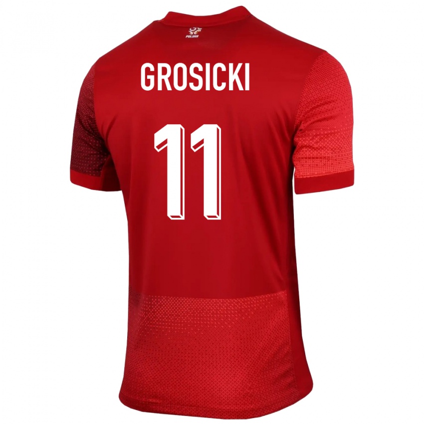 Hombre Camiseta Polonia Kamil Grosicki #11 Rojo 2ª Equipación 24-26 La Camisa México