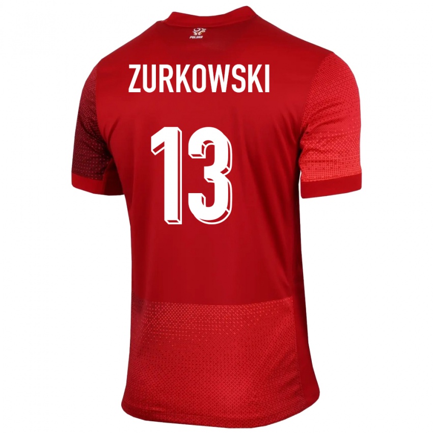 Hombre Camiseta Polonia Szymon Zurkowski #13 Rojo 2ª Equipación 24-26 La Camisa México