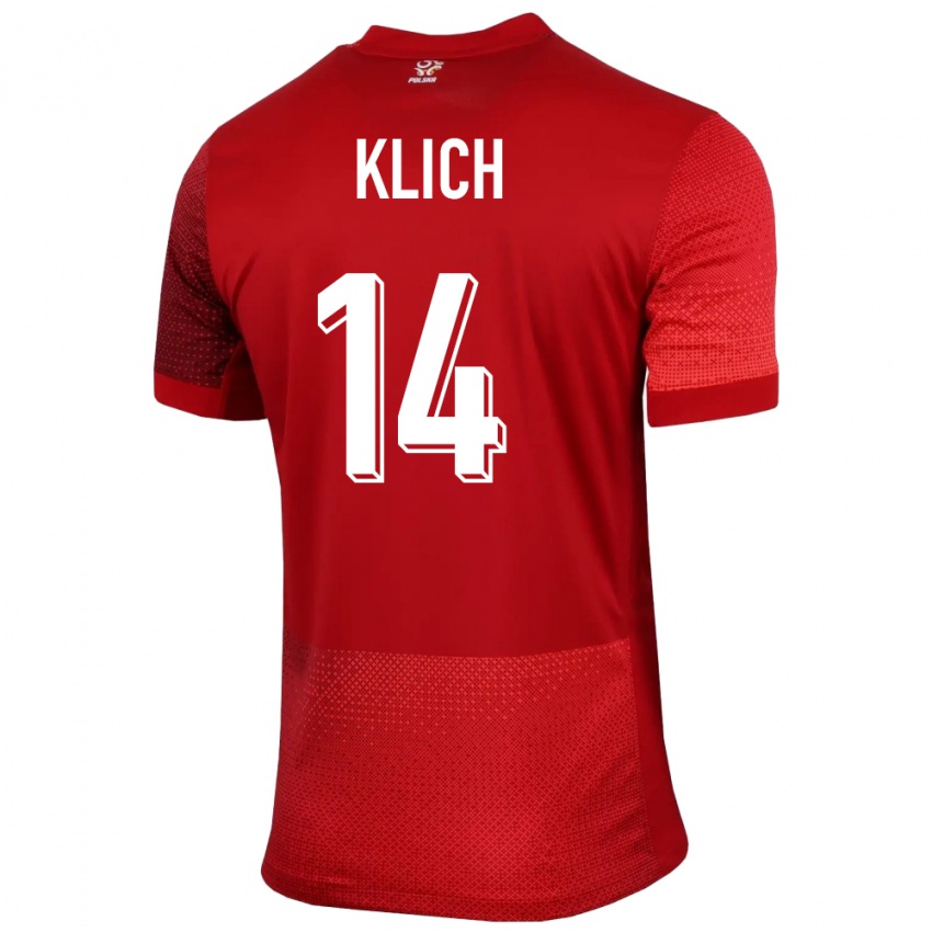 Hombre Camiseta Polonia Mateusz Klich #14 Rojo 2ª Equipación 24-26 La Camisa México