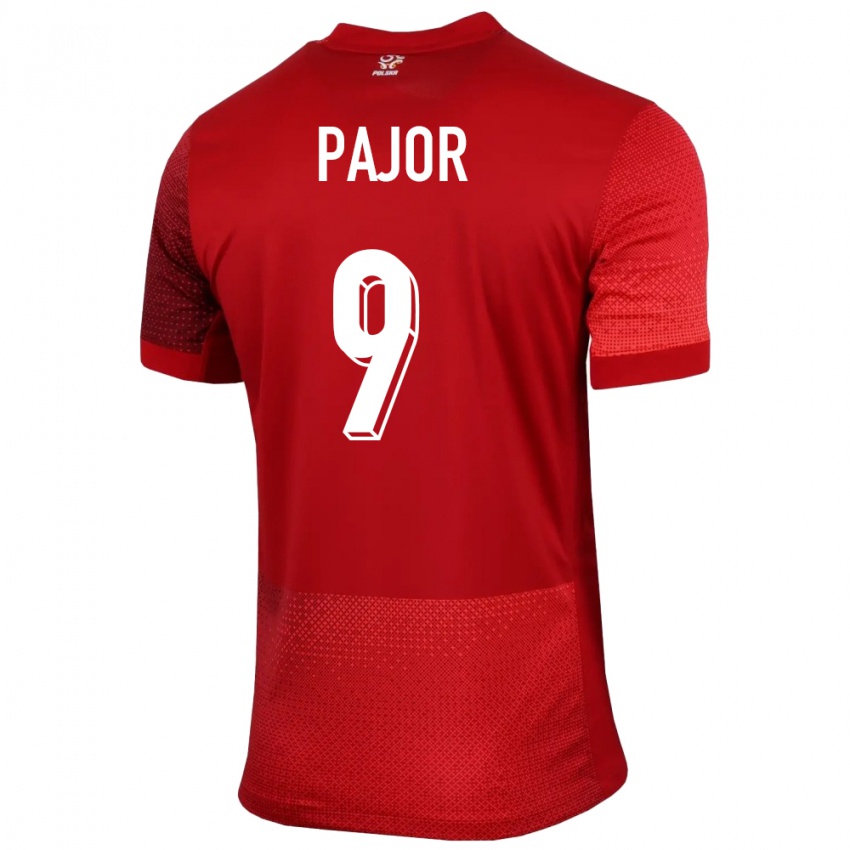 Hombre Camiseta Polonia Ewa Pajor #9 Rojo 2ª Equipación 24-26 La Camisa México