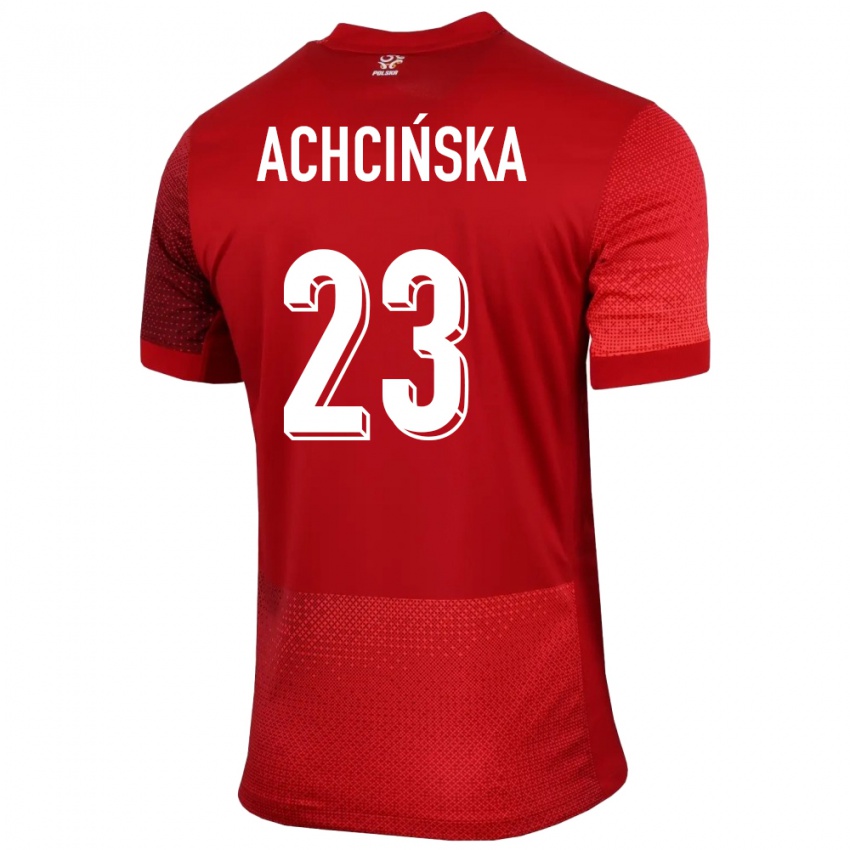 Hombre Camiseta Polonia Adriana Achcinska #23 Rojo 2ª Equipación 24-26 La Camisa México