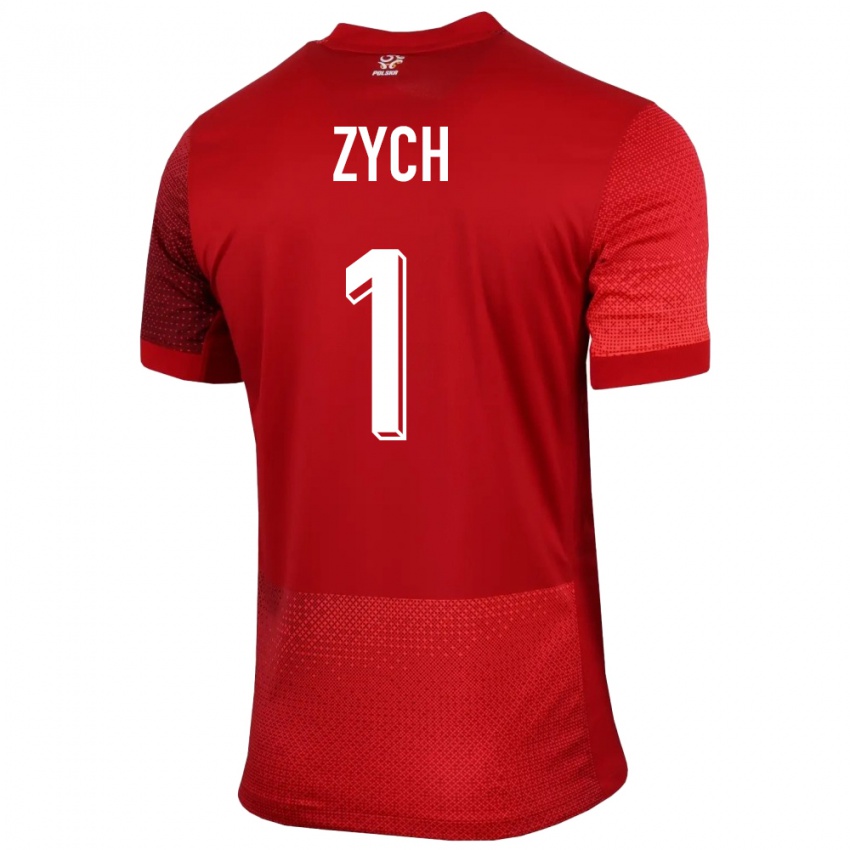 Hombre Camiseta Polonia Oliwier Zych #1 Rojo 2ª Equipación 24-26 La Camisa México