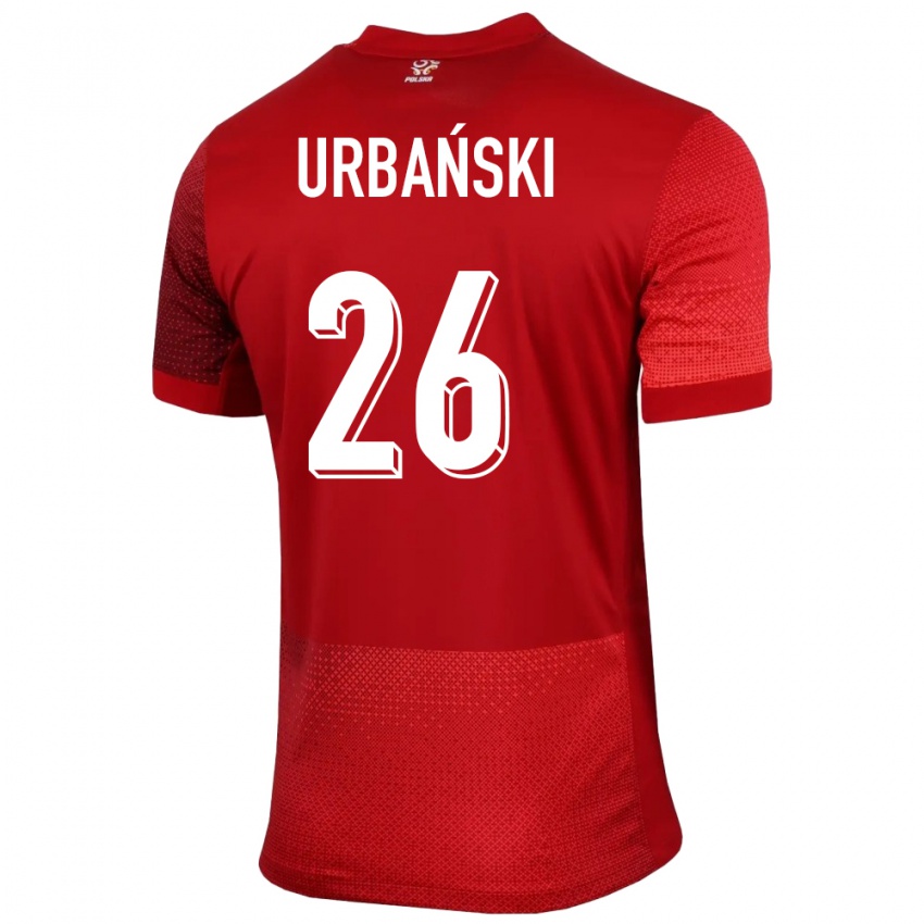 Hombre Camiseta Polonia Kacper Urbanski #26 Rojo 2ª Equipación 24-26 La Camisa México