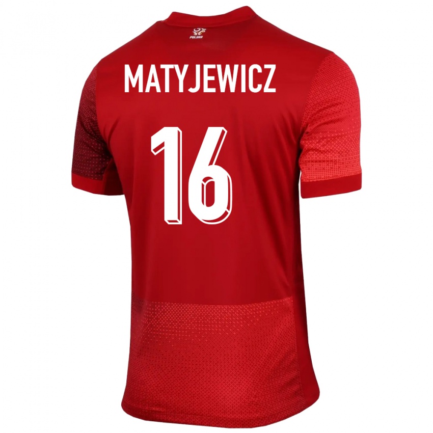 Hombre Camiseta Polonia Wiktor Matyjewicz #16 Rojo 2ª Equipación 24-26 La Camisa México