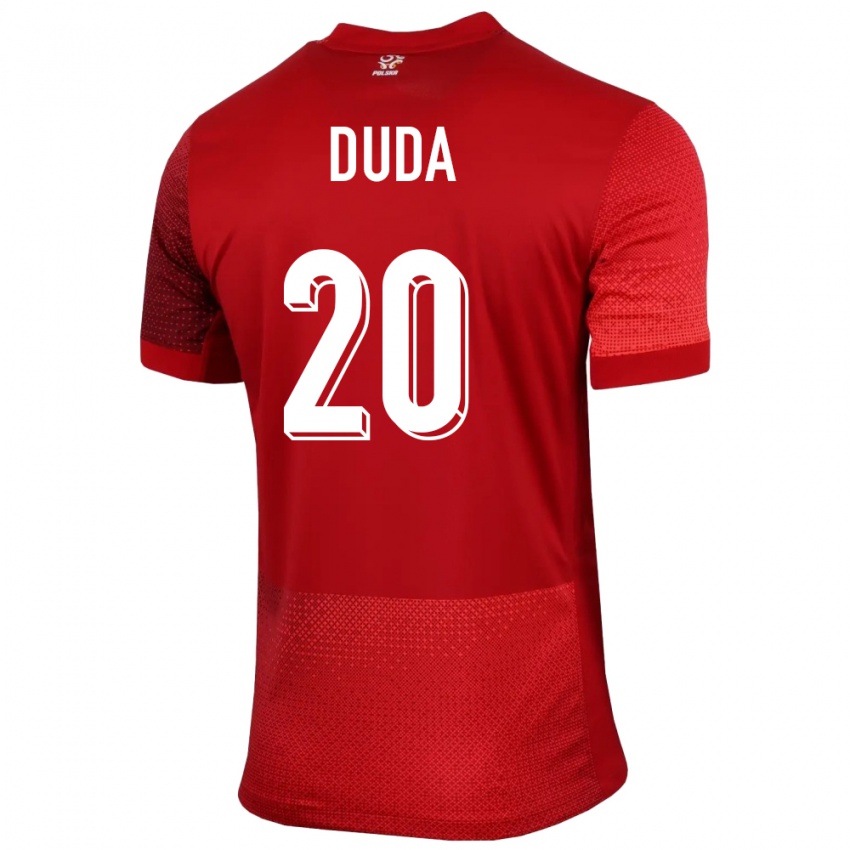 Hombre Camiseta Polonia Kacper Duda #20 Rojo 2ª Equipación 24-26 La Camisa México