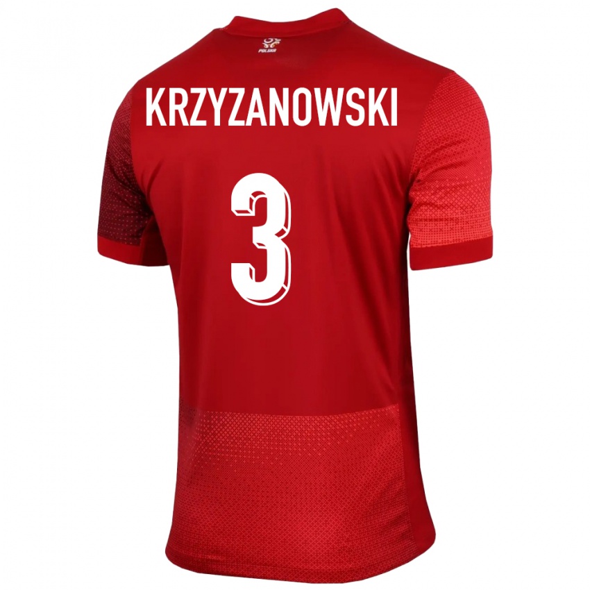 Hombre Camiseta Polonia Jakub Krzyzanowski #3 Rojo 2ª Equipación 24-26 La Camisa México