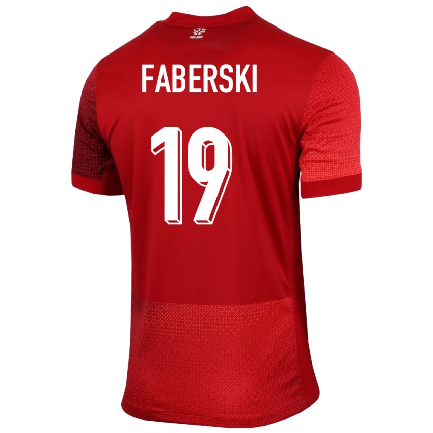 Hombre Camiseta Polonia Jan Faberski #19 Rojo 2ª Equipación 24-26 La Camisa México