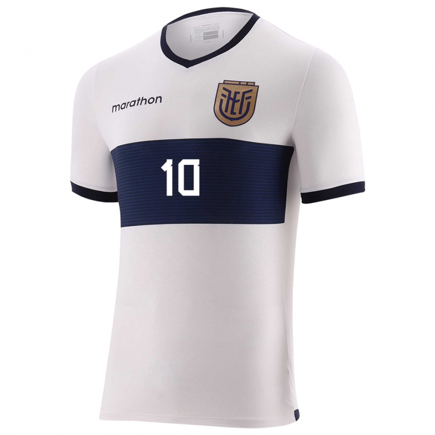 Hombre Camiseta Ecuador Romario Ibarra #10 Blanco 2ª Equipación 24-26 La Camisa México