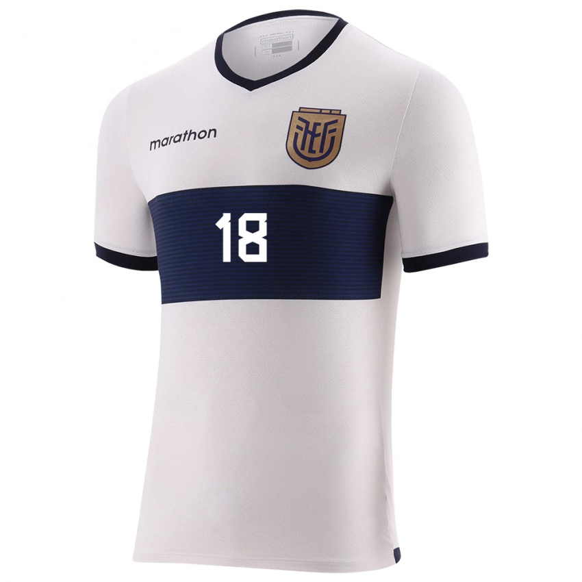 Hombre Camiseta Ecuador Diego Palacios #18 Blanco 2ª Equipación 24-26 La Camisa México