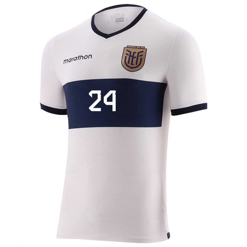 Hombre Camiseta Ecuador William Pacho #24 Blanco 2ª Equipación 24-26 La Camisa México