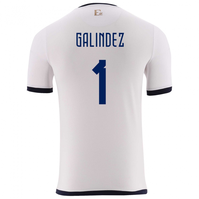 Hombre Camiseta Ecuador Hernan Galindez #1 Blanco 2ª Equipación 24-26 La Camisa México