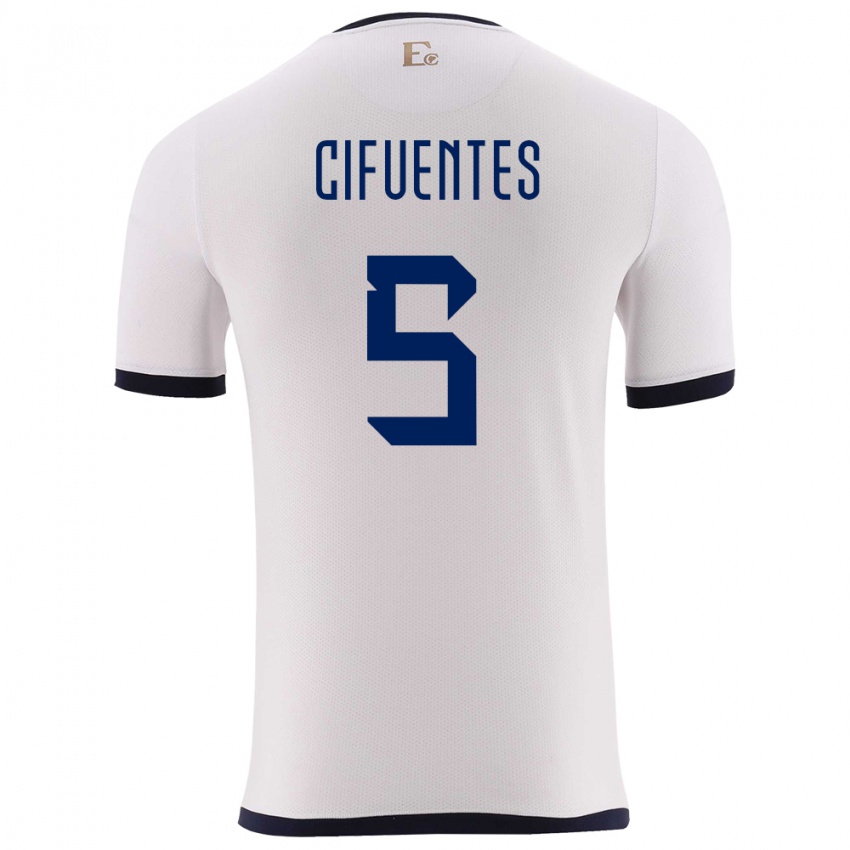 Hombre Camiseta Ecuador Jose Cifuentes #5 Blanco 2ª Equipación 24-26 La Camisa México