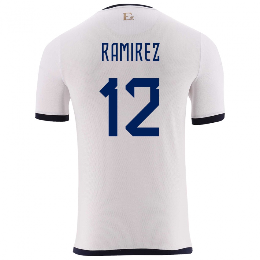 Hombre Camiseta Ecuador Moises Ramirez #12 Blanco 2ª Equipación 24-26 La Camisa México