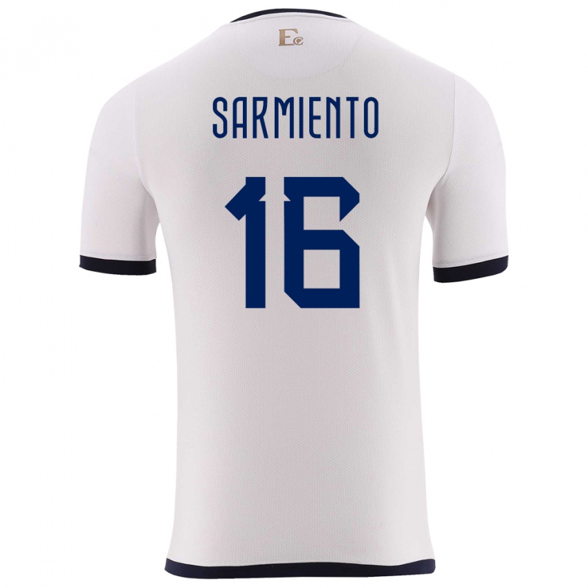 Hombre Camiseta Ecuador Jeremy Sarmiento #16 Blanco 2ª Equipación 24-26 La Camisa México