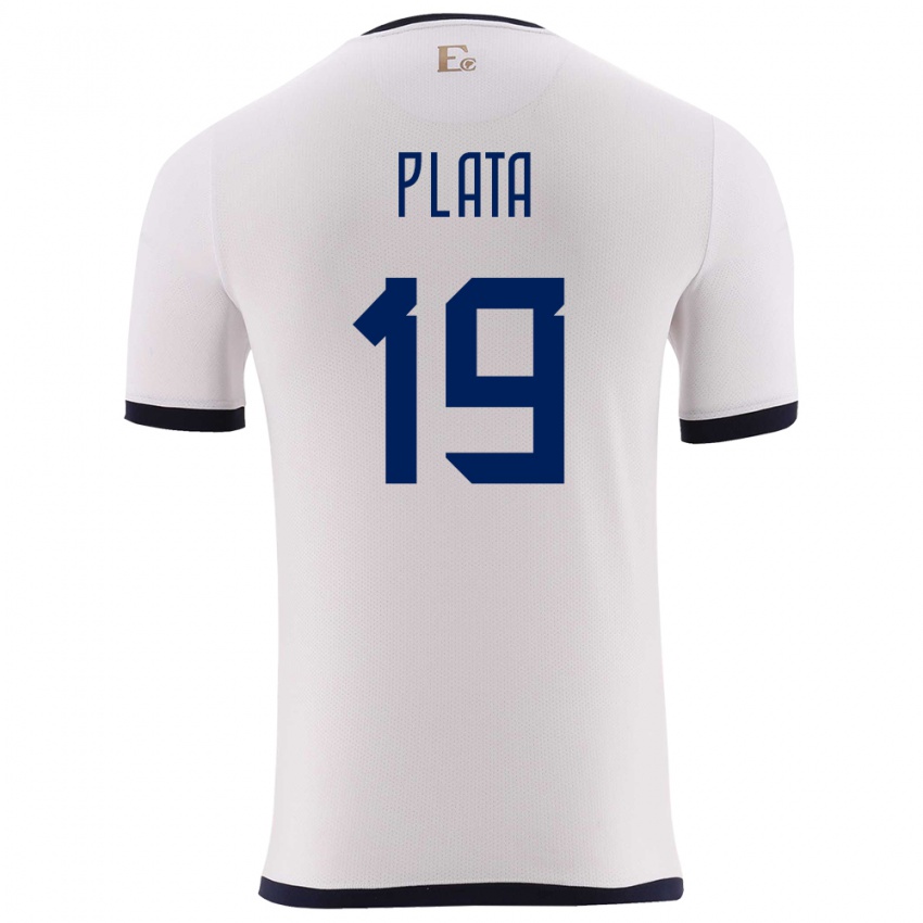 Hombre Camiseta Ecuador Gonzalo Plata #19 Blanco 2ª Equipación 24-26 La Camisa México