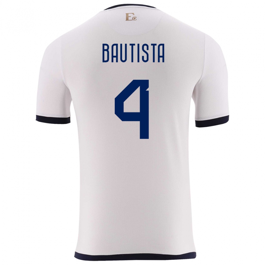 Hombre Camiseta Ecuador Davis Bautista #4 Blanco 2ª Equipación 24-26 La Camisa México