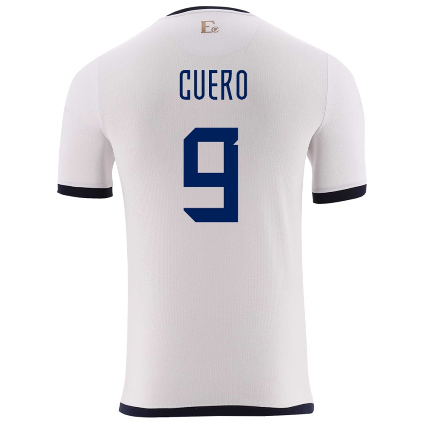 Hombre Camiseta Ecuador Justin Cuero #9 Blanco 2ª Equipación 24-26 La Camisa México