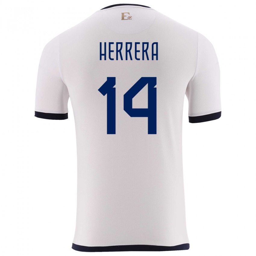Hombre Camiseta Ecuador Orlando Herrera #14 Blanco 2ª Equipación 24-26 La Camisa México