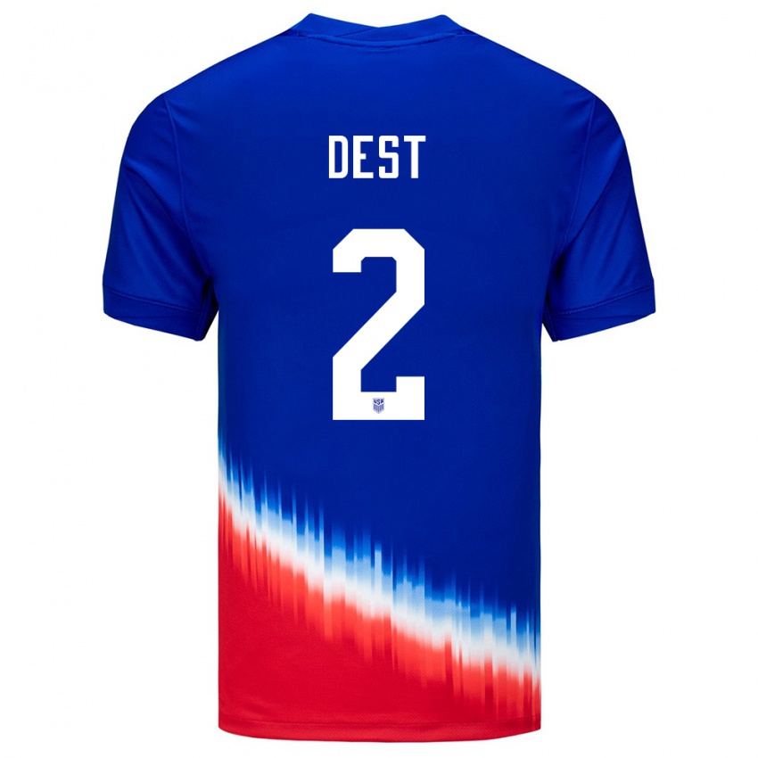 Hombre Camiseta Estados Unidos Sergino Dest #2 Azul 2ª Equipación 24-26 La Camisa México