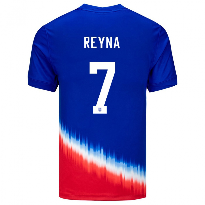 Hombre Camiseta Estados Unidos Giovanni Reyna #7 Azul 2ª Equipación 24-26 La Camisa México