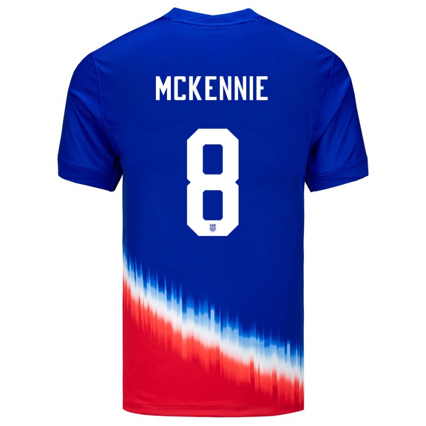 Hombre Camiseta Estados Unidos Weston Mckennie #8 Azul 2ª Equipación 24-26 La Camisa México