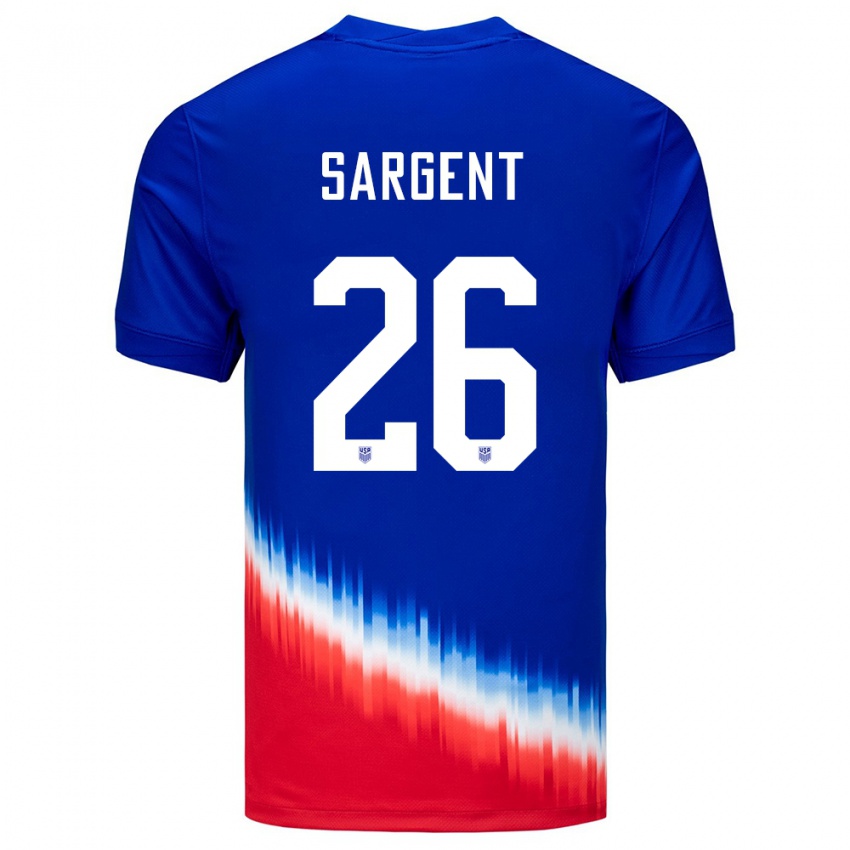 Hombre Camiseta Estados Unidos Josh Sargent #26 Azul 2ª Equipación 24-26 La Camisa México