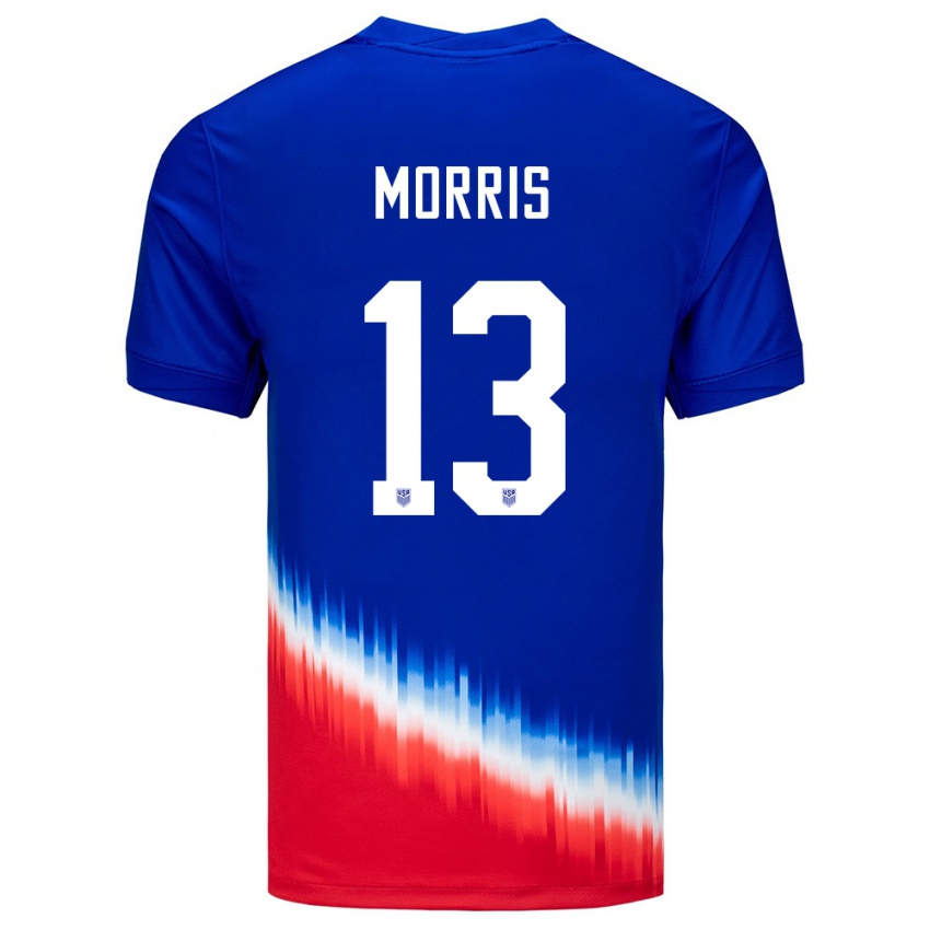 Hombre Camiseta Estados Unidos Jordan Morris #13 Azul 2ª Equipación 24-26 La Camisa México