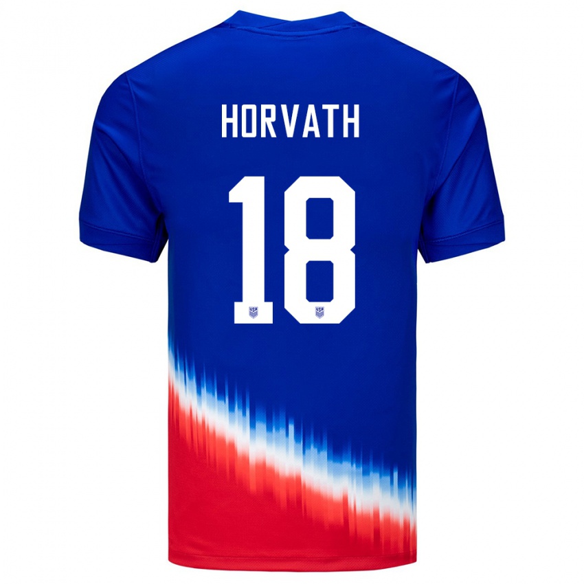 Hombre Camiseta Estados Unidos Ethan Horvath #18 Azul 2ª Equipación 24-26 La Camisa México